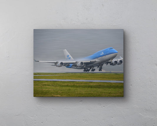 KLM Boeing 747-400 Take-Off Aluminum print - 40cm x 30cm